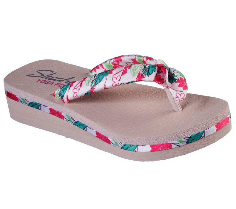 Skechers Vinyasa - Getaway Floral - Womens Flip Flops Pink/Multicolor [AU-ZQ1927]